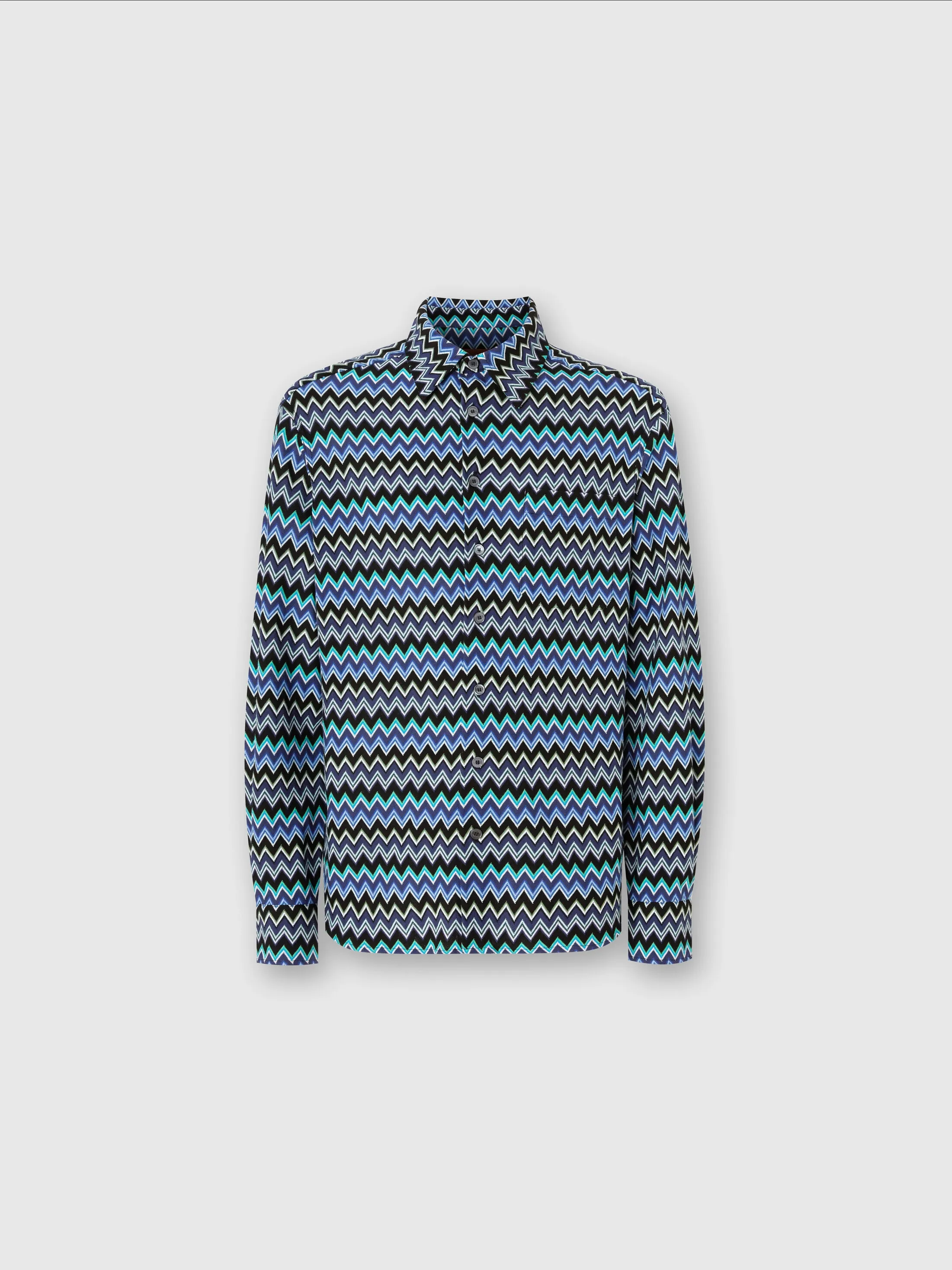 Camicia in cotone zig zag con taschino