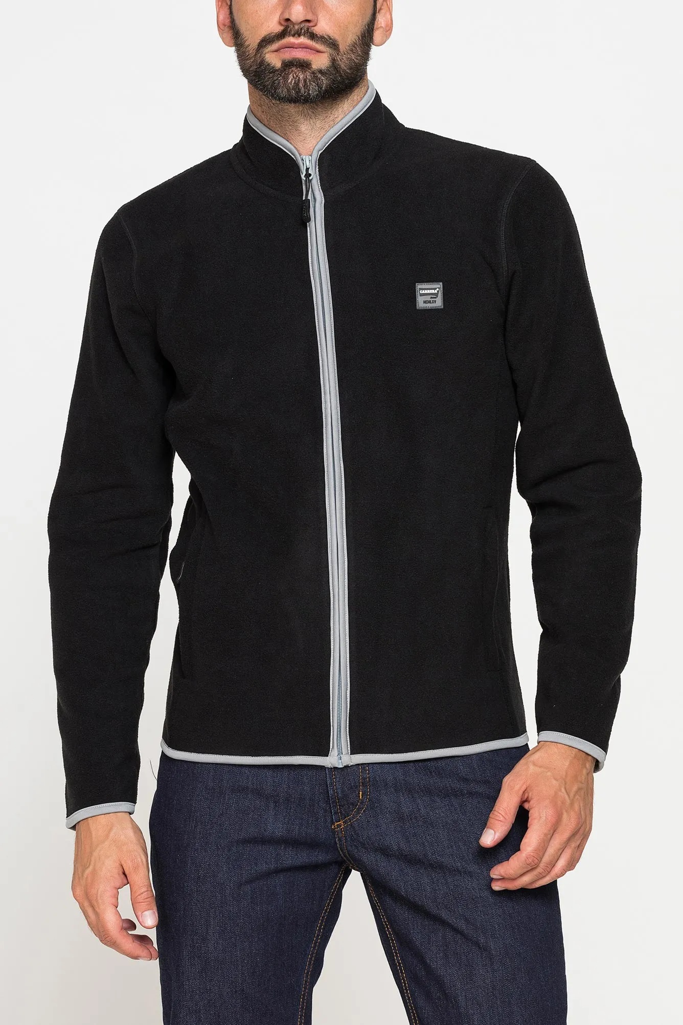 Carrera  ---------    ------------Pile con zip centrale e tasche inserite - Nero e grigio