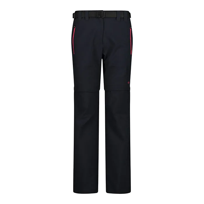 CMP Pantalone Stretch Zip Off Trekking Antracite Fragola Donna 3T51446 05UG
