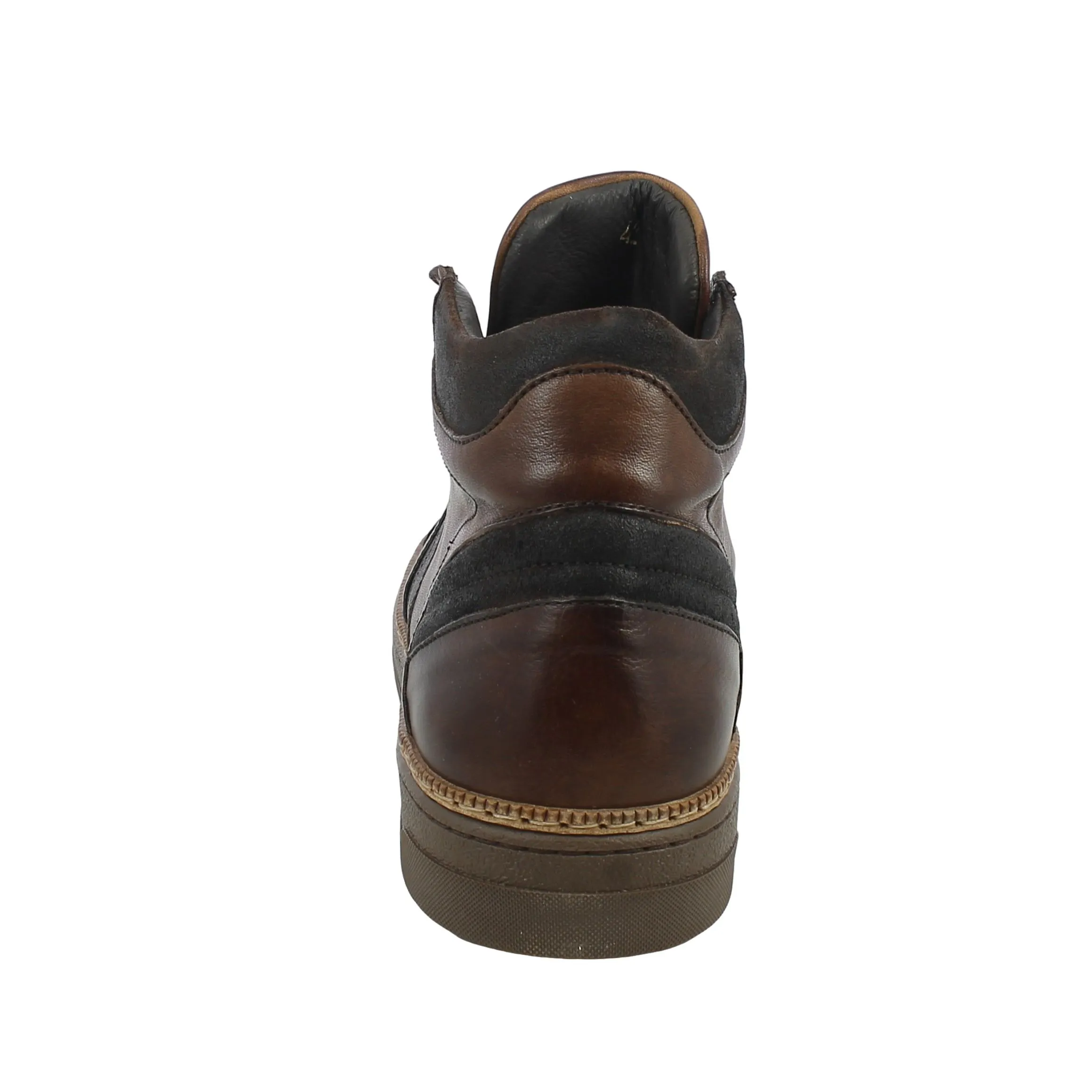 Exton  Sneaker alta in pelle e camoscio marrone 