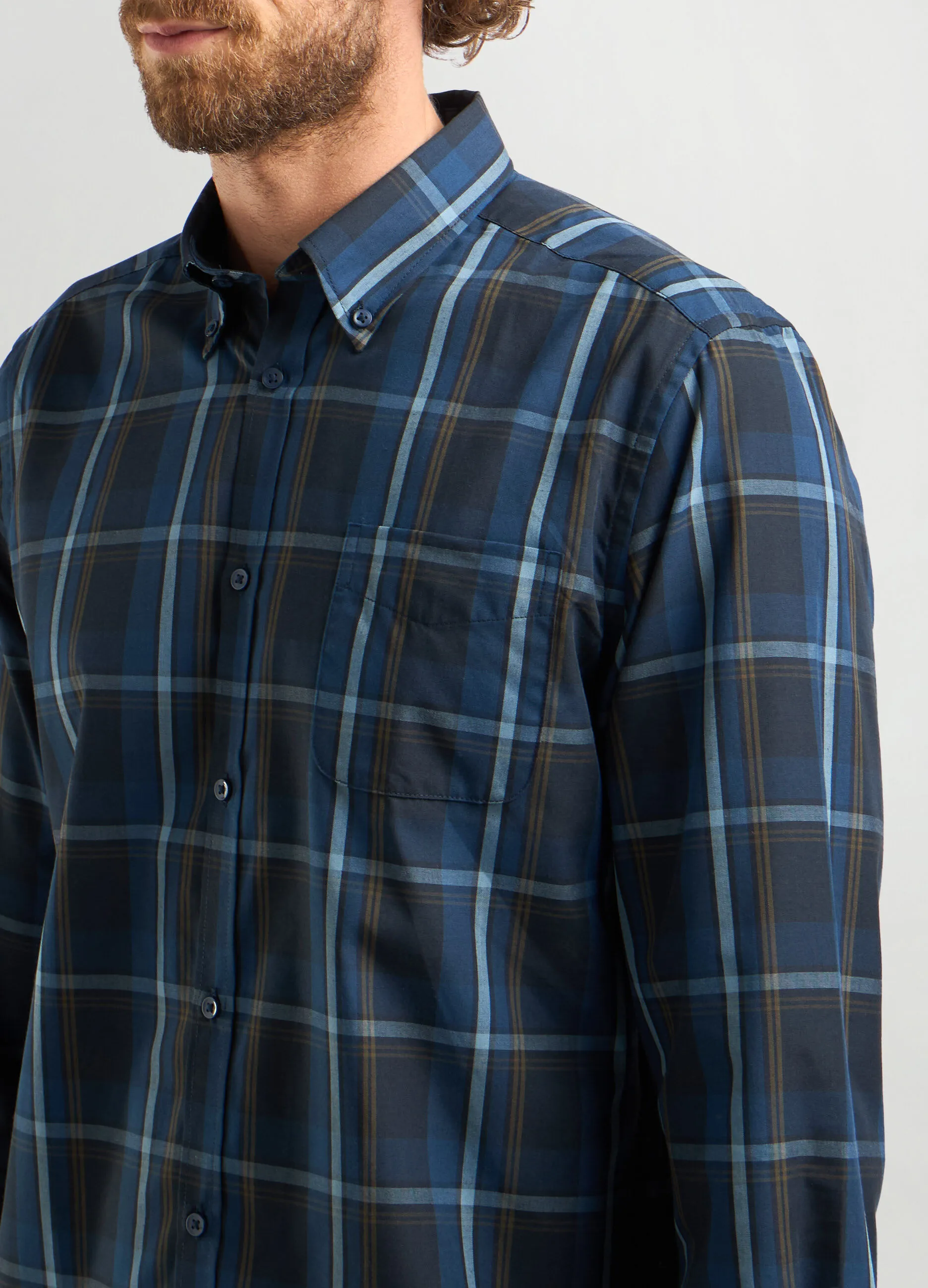 J. HART & BROS  Camicia regular fit colletto button down in misto cotone