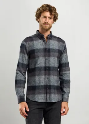J. HART & BROS  Camicia regular fit con colletto button down in flanella uomo