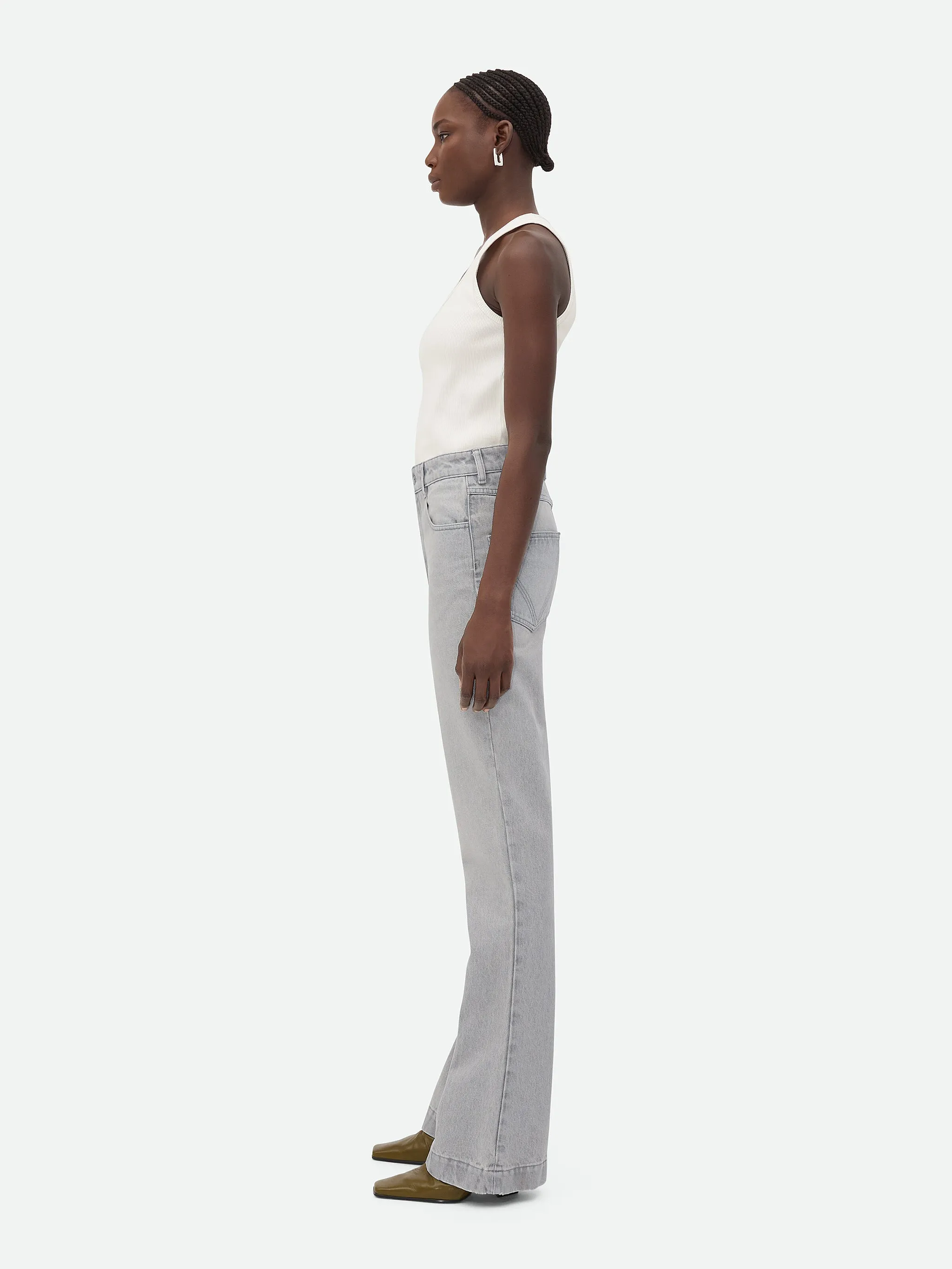 Jeans svasati in denim lavaggio Light Grey
