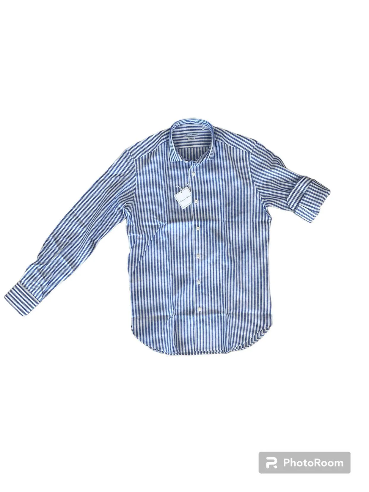 LAVORAZIONE SARTORIALE camicia uomo lino bacchetta collo mezzofrancese ORIA 71