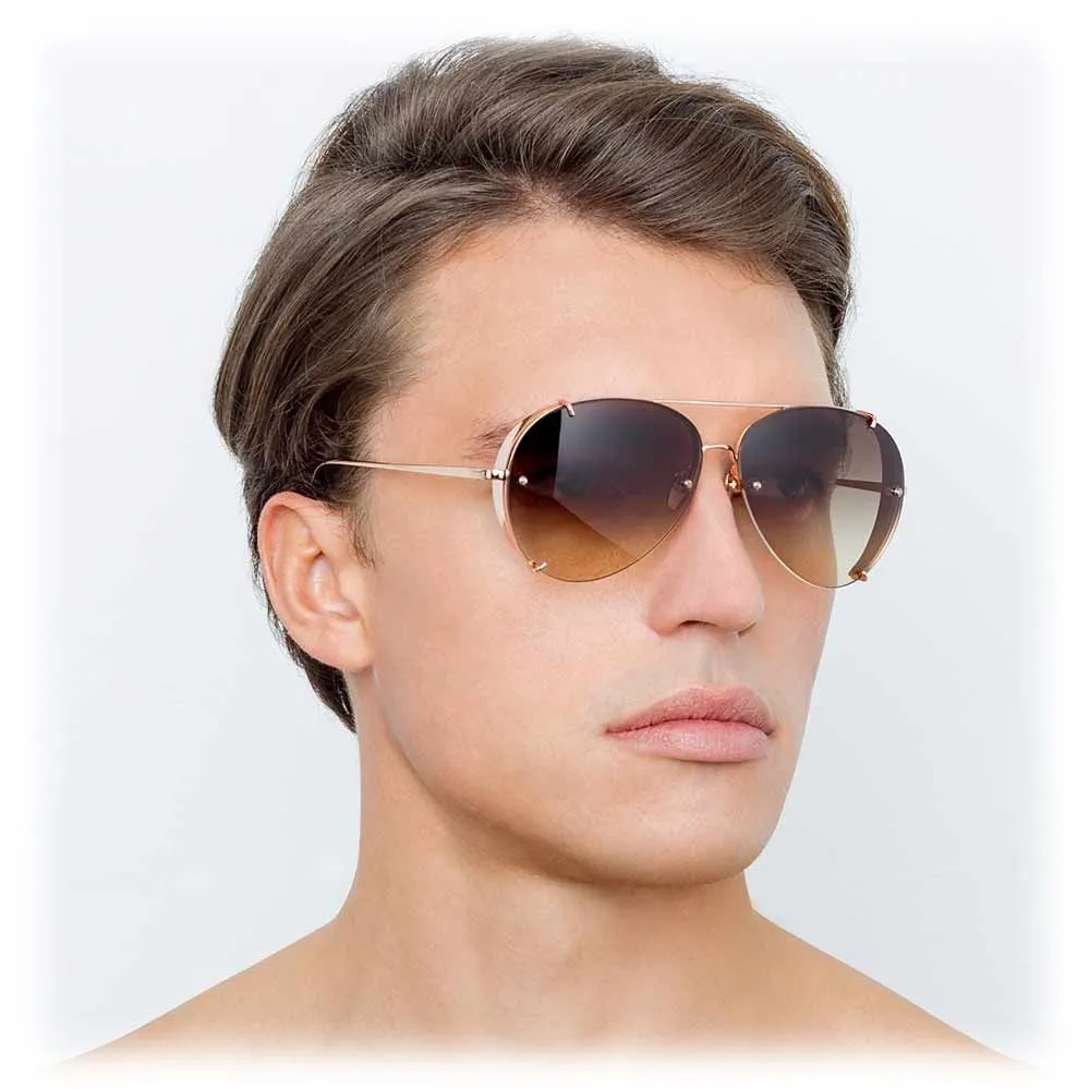 Linda Farrow - Occhiali da Sole Aviator 729 C7 - Oro Rosa - Linda Farrow Eyewear