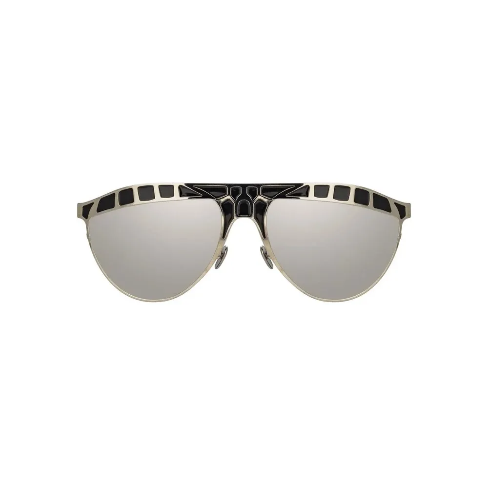 Linda Farrow - Occhiali da Sole Aviator Huston in Oro Bianco - LFL1005C5SUN - Linda Farrow Eyewear