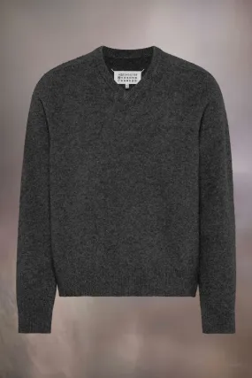 Maglione scollo a V alto in lambswool