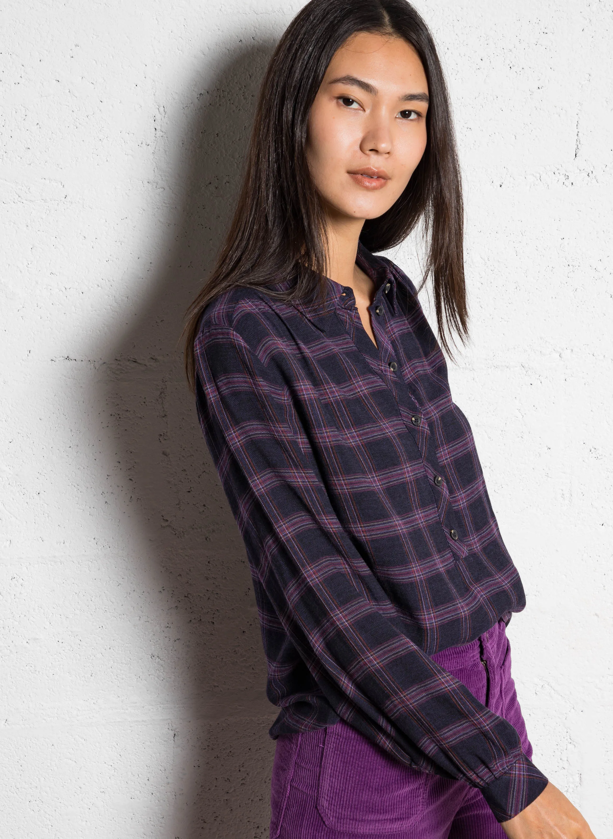  MAISON 123   BABYLON - Camicia a quadri | Viola