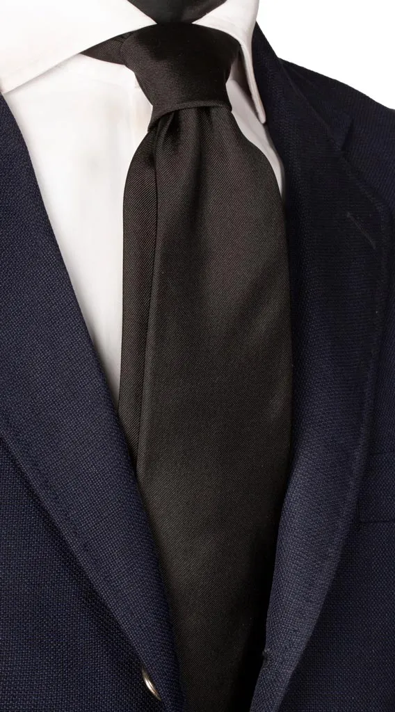 Man Black Silk Tie Tone on Tone Stripes 6417