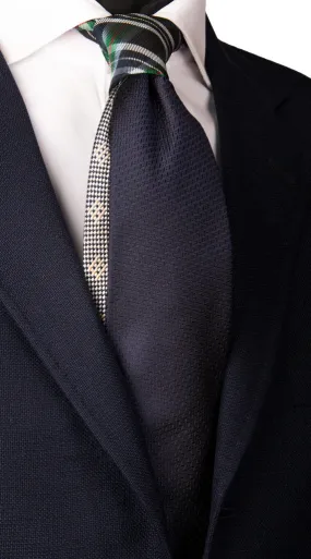 Man Blue Tie Tone on Tone Pattern Blue Green Red White Checked Contrast Knot N975