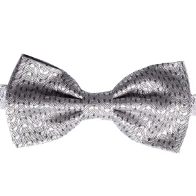 Man Grey Ceremony Silk Pre-Tied Bow Tie Tone on Tone Pattern PYPap533