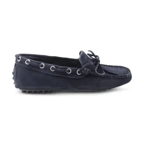 Mocassini con gommini in camoscio blu