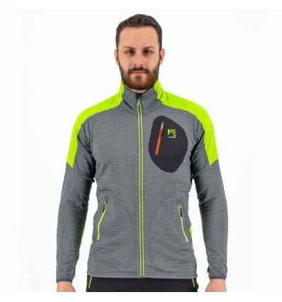 Pile con zip da uomo Karpos Puez Fleece (DARK SLATE/LIME GREEN)