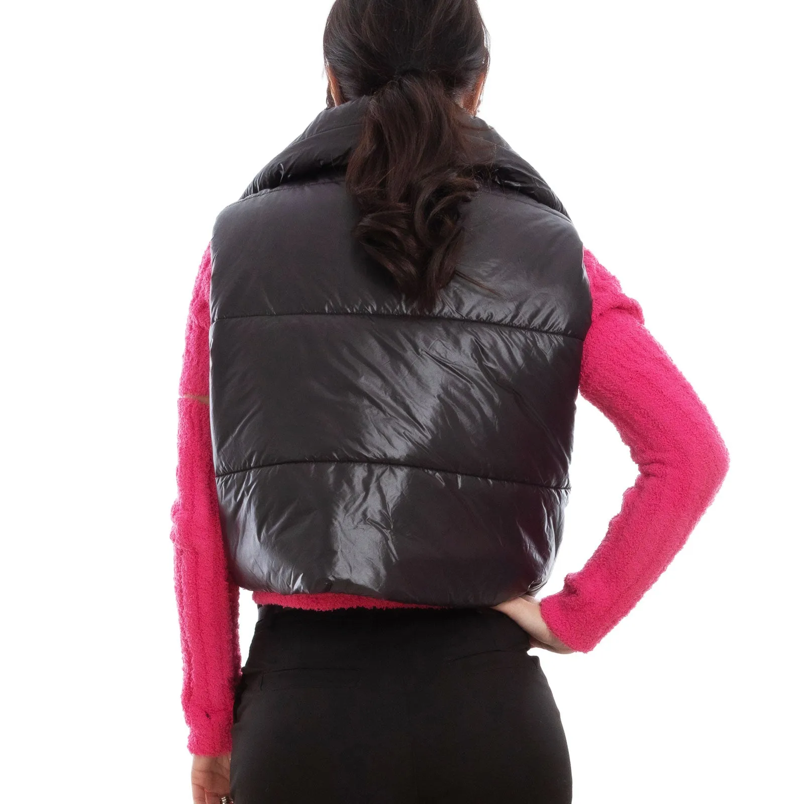 Piumino Crop Donna Smanicato Gilet Imbottito Hp3628