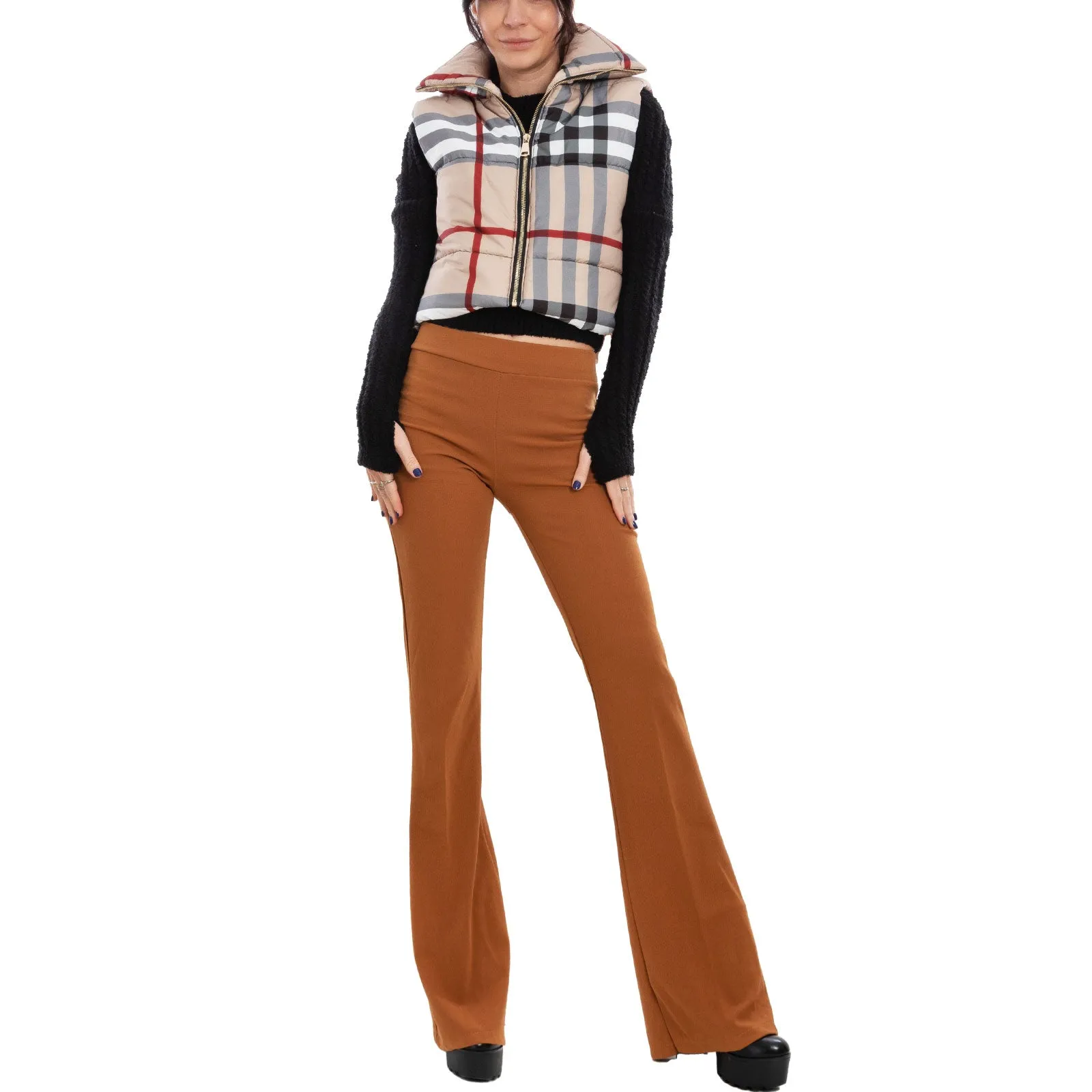 Piumino Crop Donna Smanicato Gilet Imbottito Hp3628