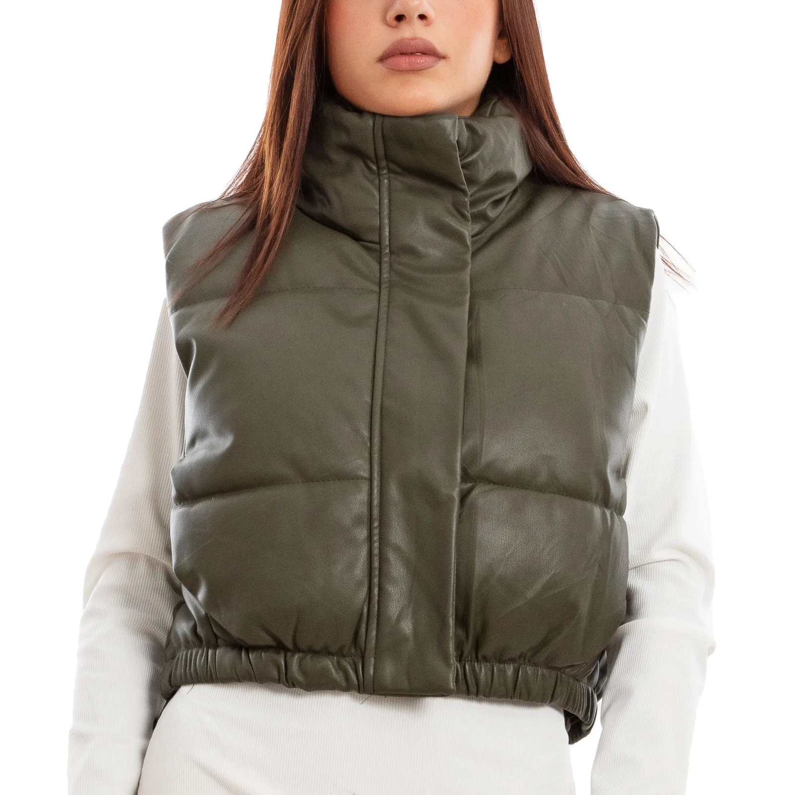 Piumino Crop Smanicato Gilet Imbottito Vi-23212