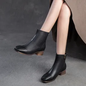 Stivaletti bassi da donna vintage in morbida pelle tinta unita