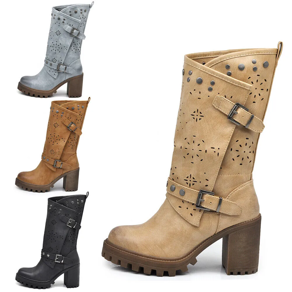 Stivali Stivaletti Tronchetti Primaverili Da Donna Tacco Plateau Platform 669