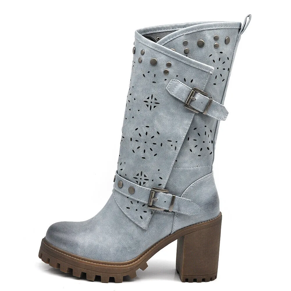 Stivali Stivaletti Tronchetti Primaverili Da Donna Tacco Plateau Platform 669